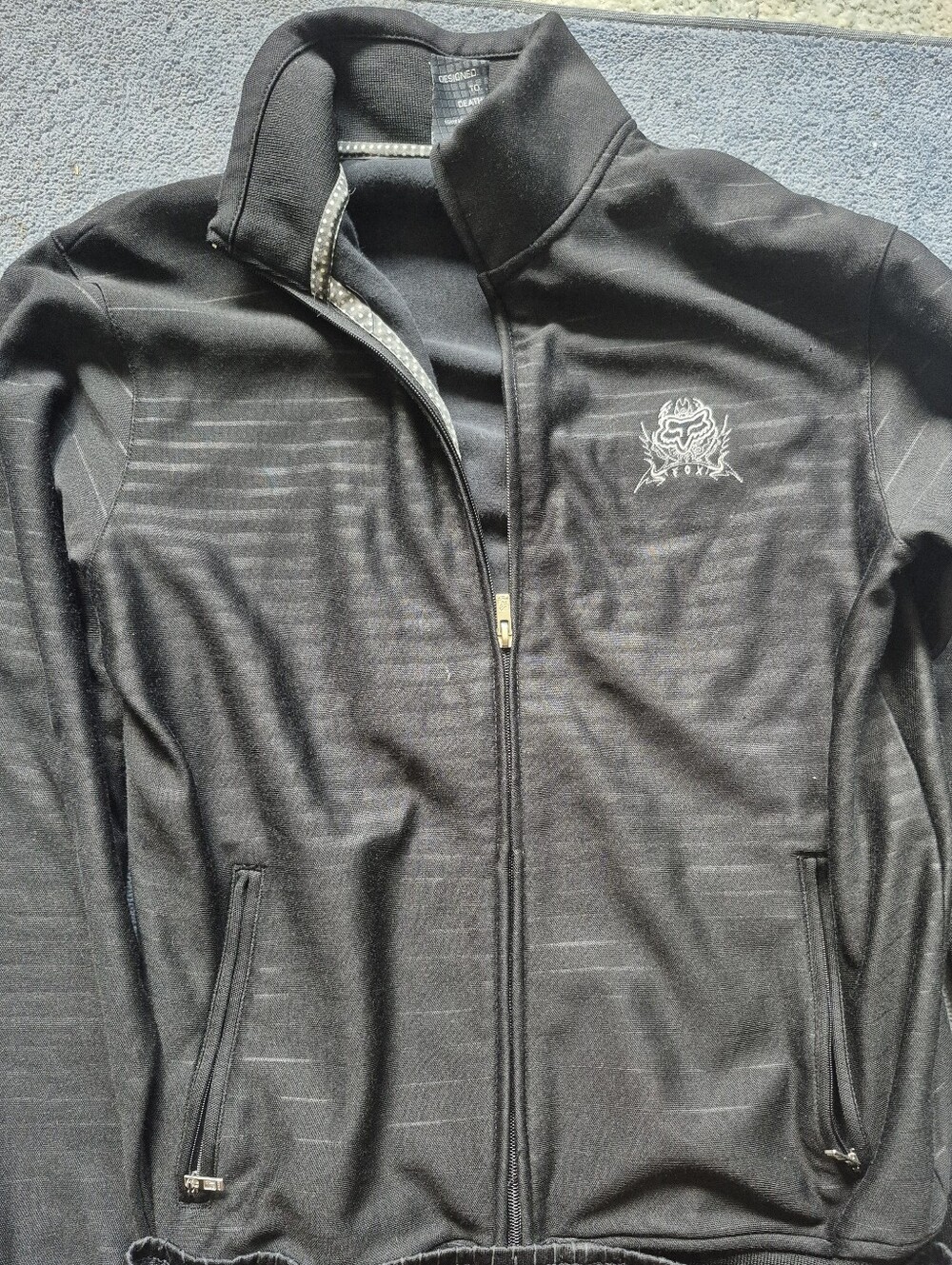 Fox Men's Black Full-Zip Track Jacket with Embroidered Logo
